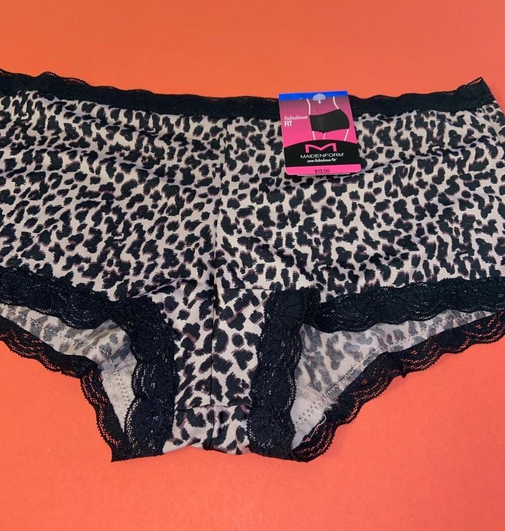 MAIDENFORM LEOPARD PRINT BOYSHORT PANTIES / X-Large / 8